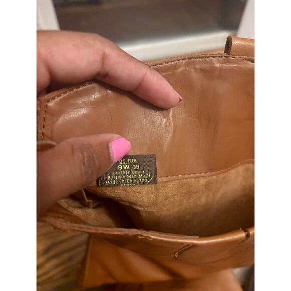 Sam Edelman Cognac Leather Knee-High Riding Boots | Gold Logo Detail | Women’s 9 - Picture 5 of 8